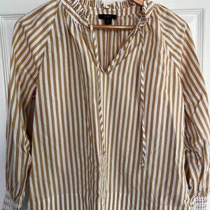 J. Crew yellow/gold and white striped blouse